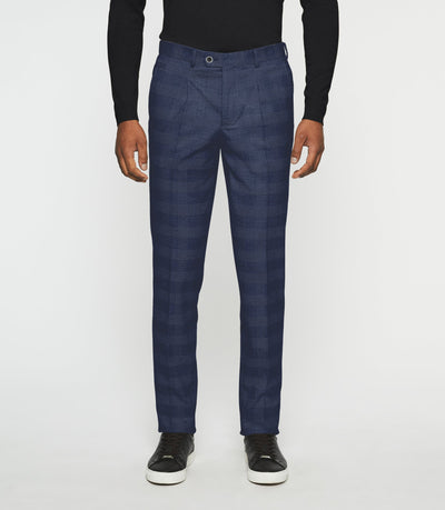 Pantalon ville à carreaux esprit Prince de Galles marine FSWING - IZAC