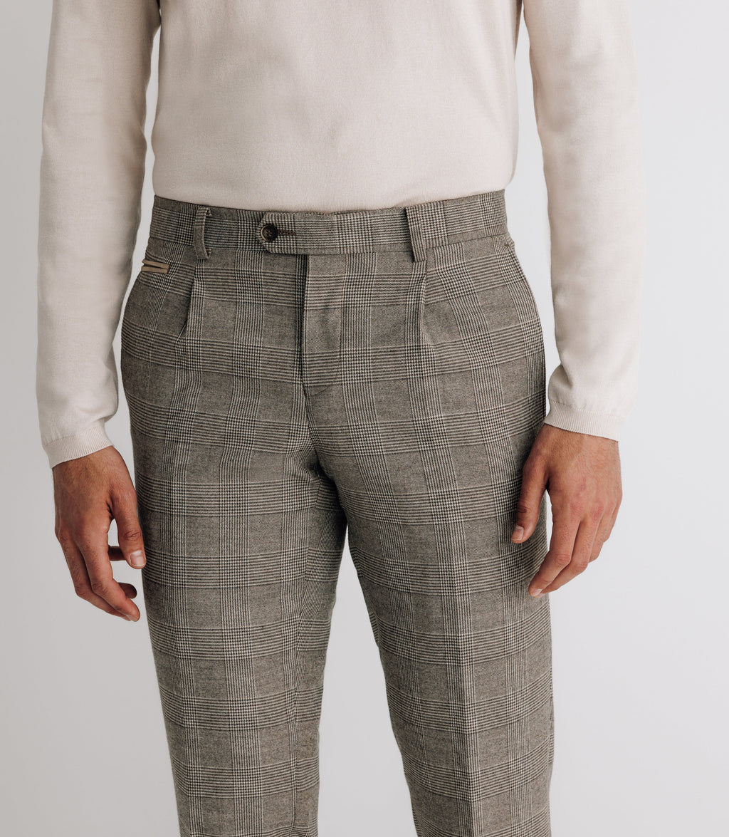 Pantalon ville séparable à carreaux beige - IZAC