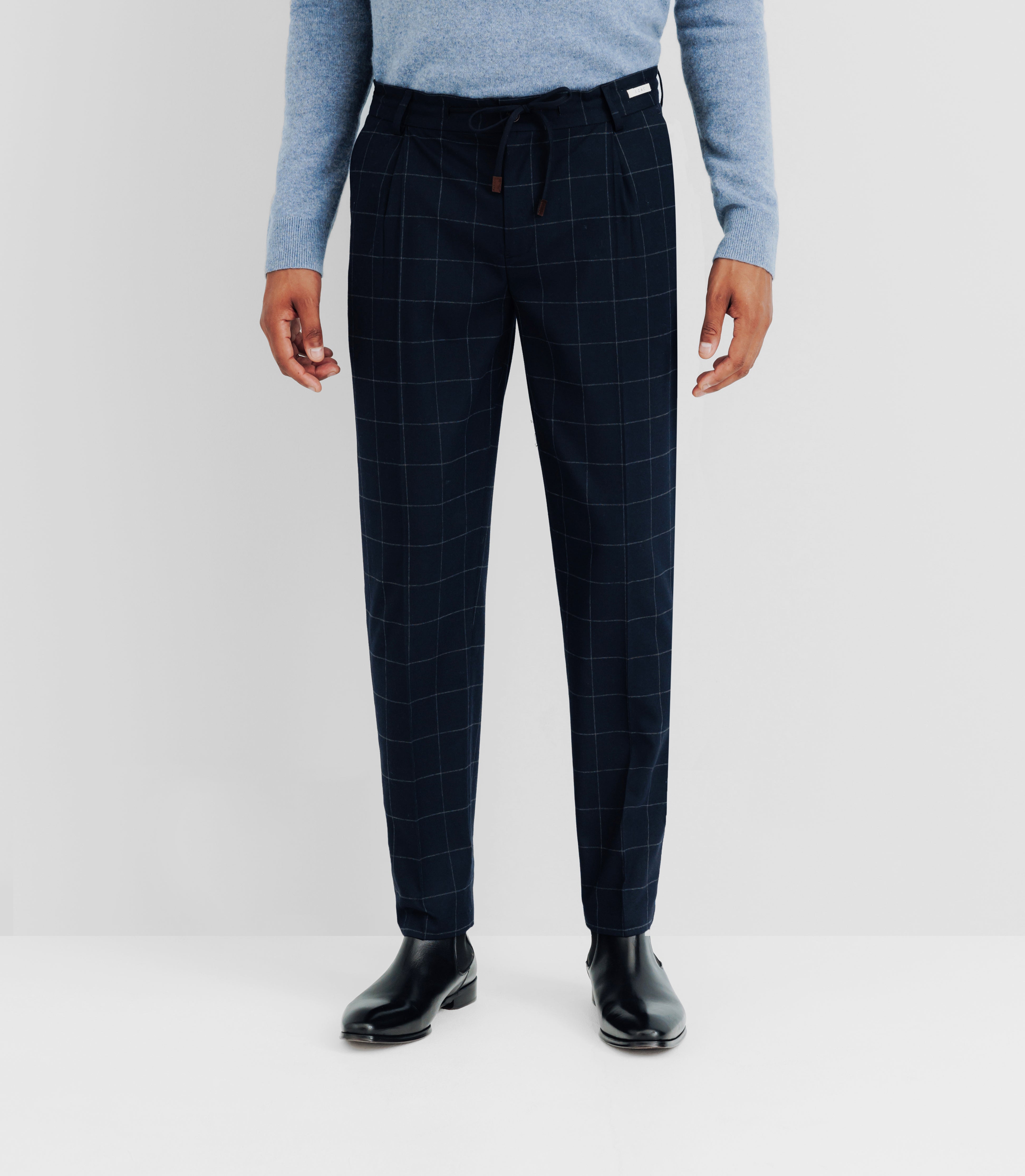 Pantalon ville à carreaux marine - IZAC