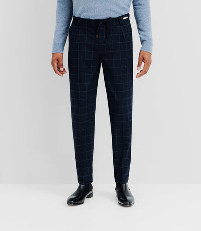 Pantalon ville à carreaux marine - IZAC