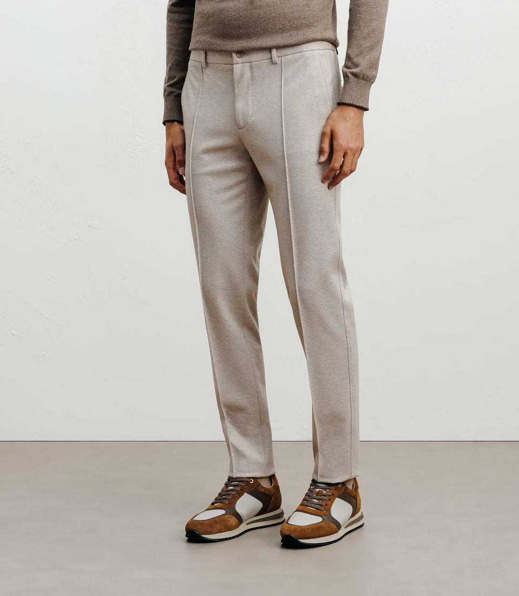 Pantalon ville en maille avec pli beige - IZAC