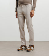 Pantalon ville en maille avec pli beige - IZAC