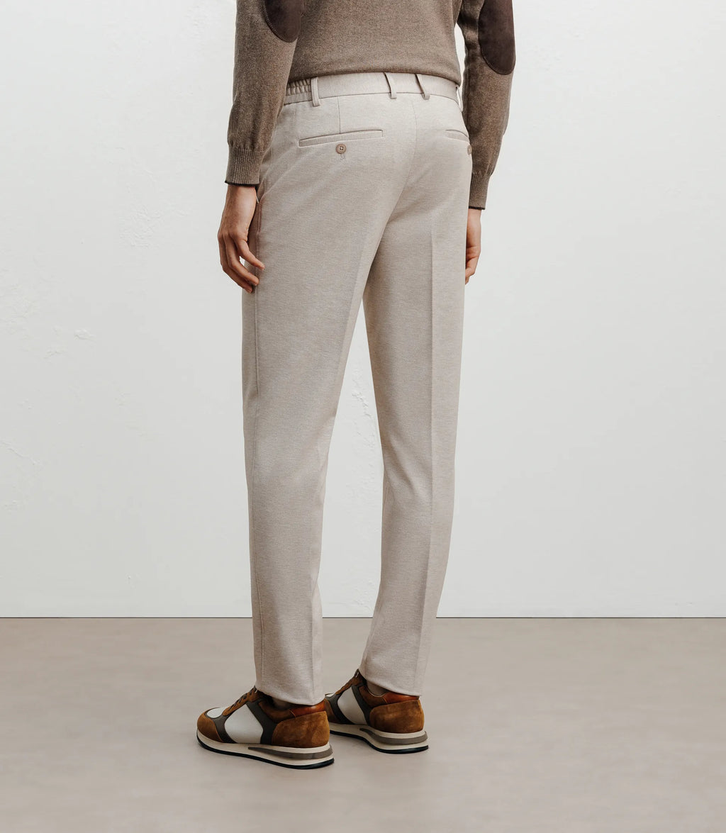 Pantalon ville en maille avec pli beige - IZAC