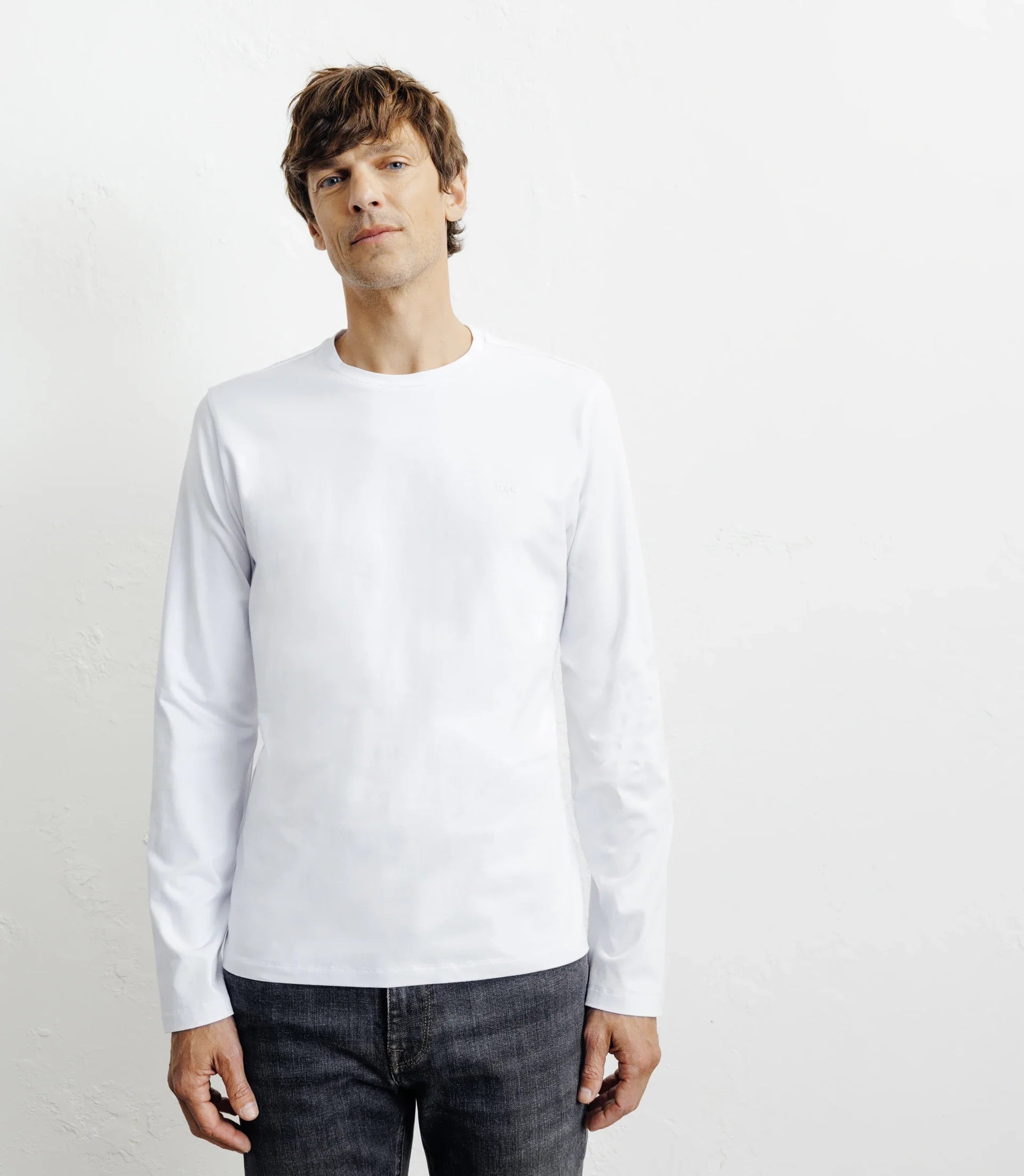 T-shirt col rond manches longues blanc - IZAC