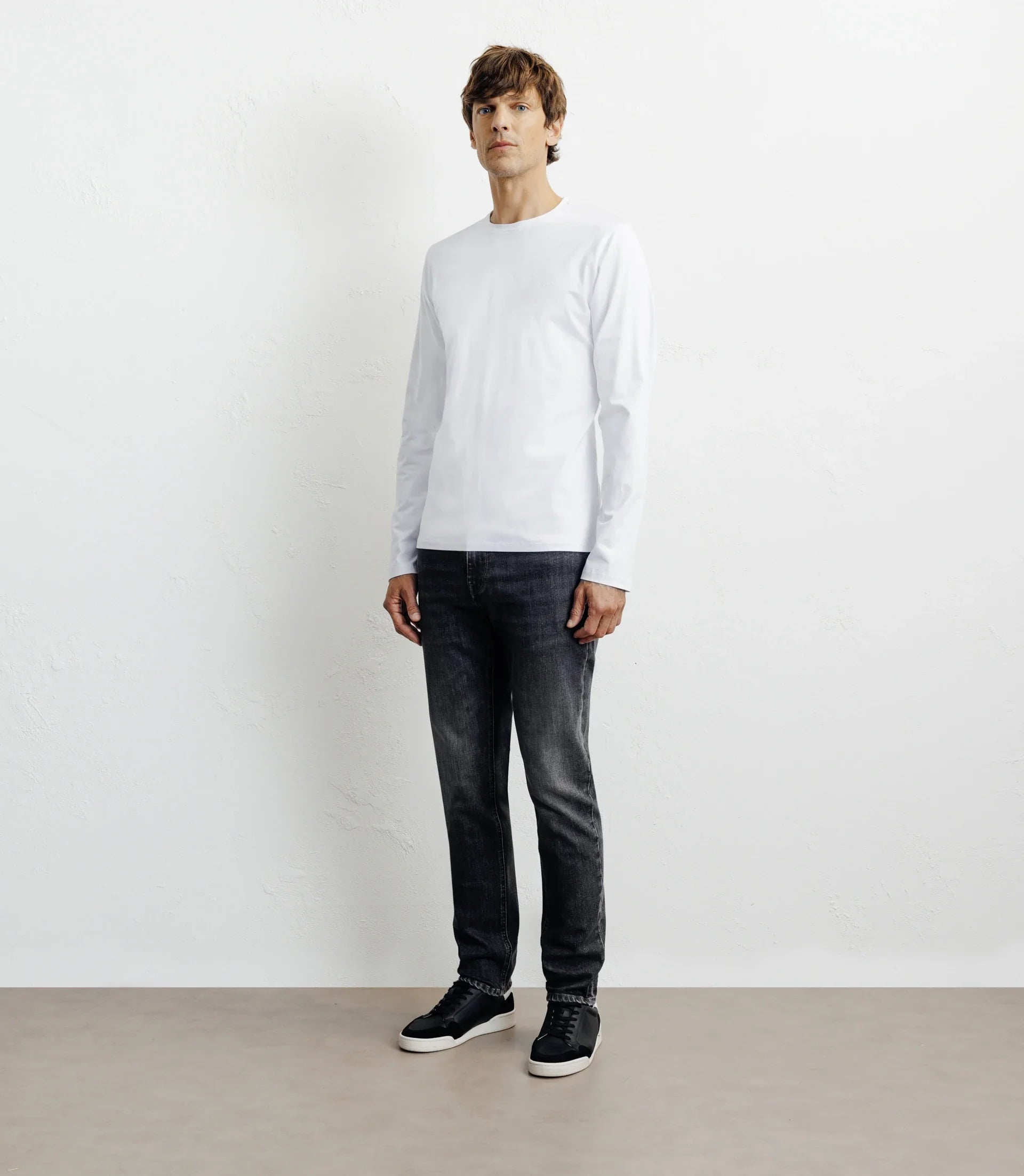 T-shirt col rond manches longues blanc - IZAC