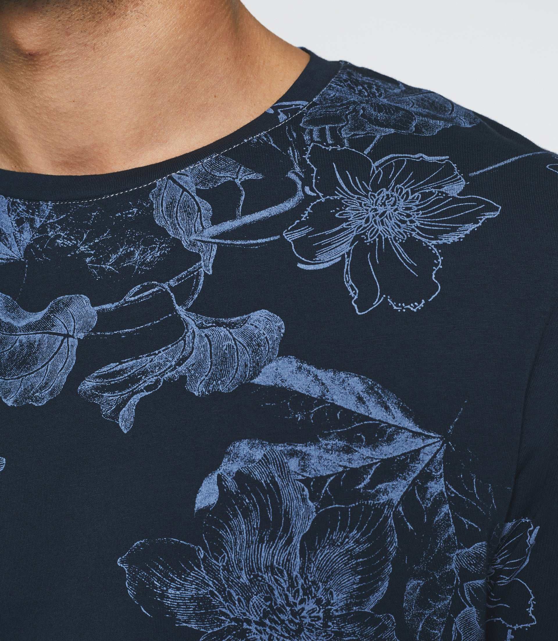 T-shirt imprimé manches courtes marine "Gaethan" - IZAC