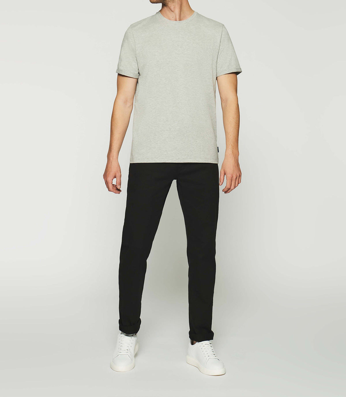 T-shirt uni à manches courtes gris chiné GINO