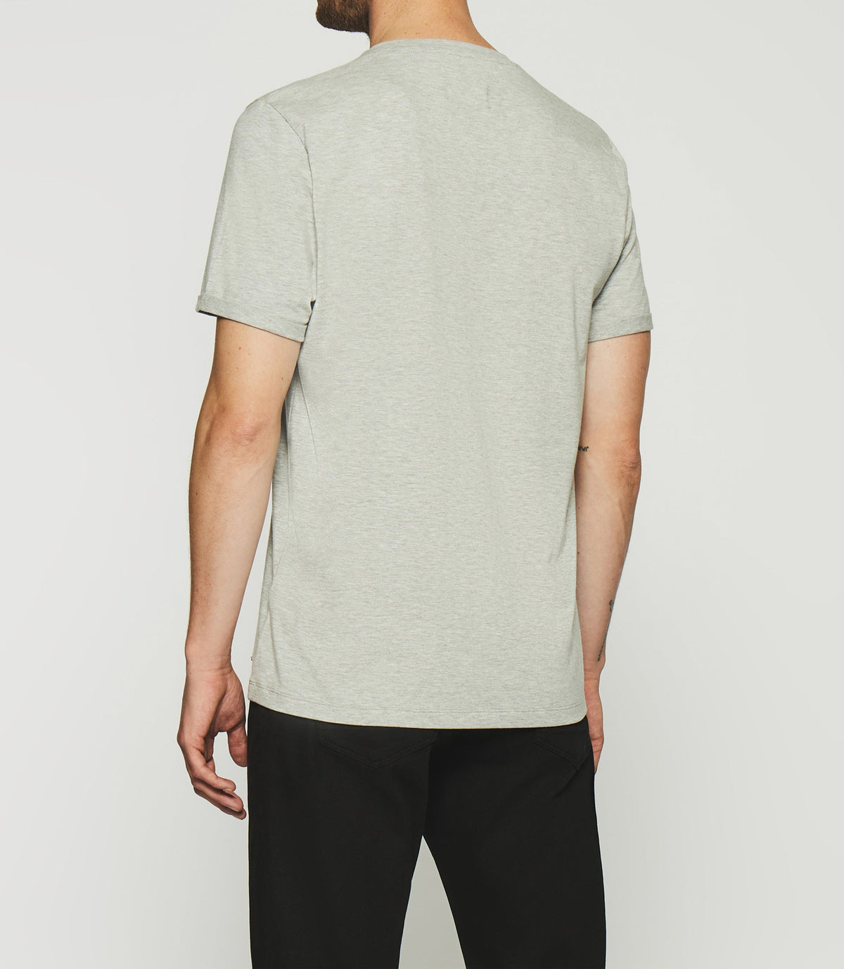 T-shirt uni à manches courtes gris chiné GINO