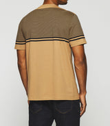T-shirt à rayures camel et marine GORDIE - IZAC