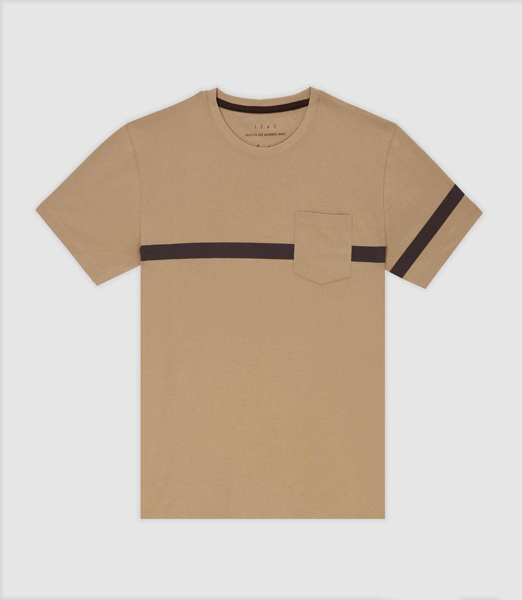 T-shirt avec bande beige - IZAC