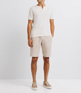 T-shirt en lin col boutonné écru - IZAC