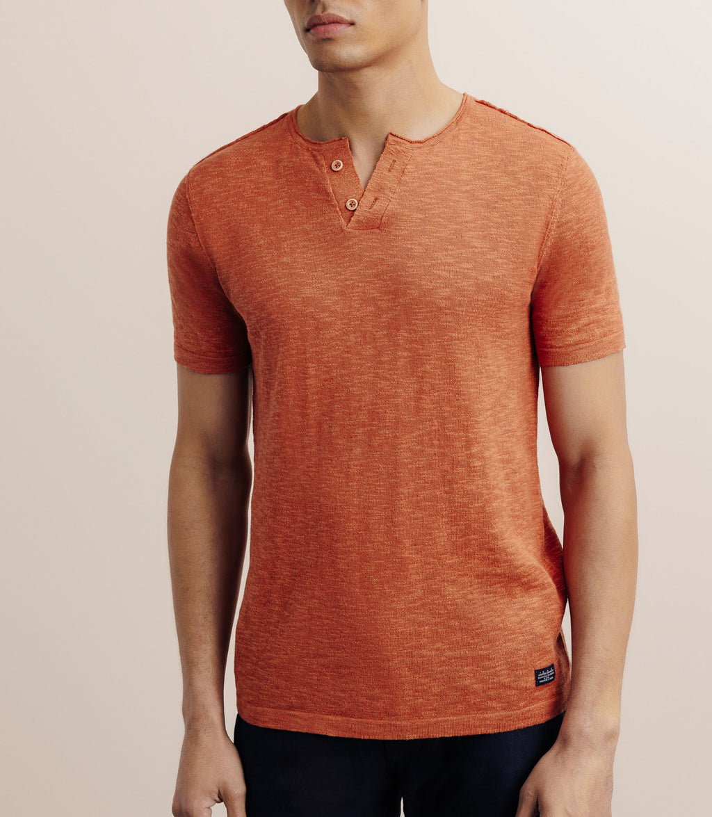 T-shirt boutonné orange foncé - IZAC