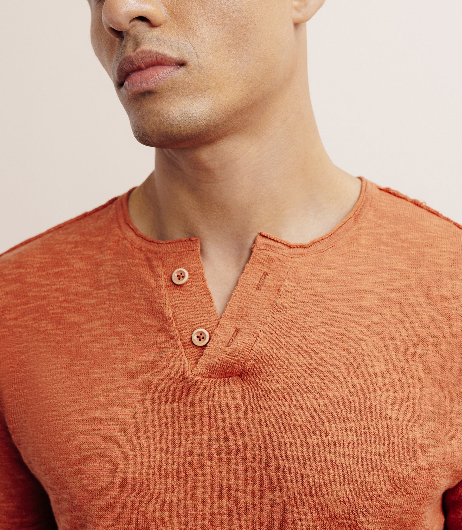 T-shirt boutonné orange foncé - IZAC