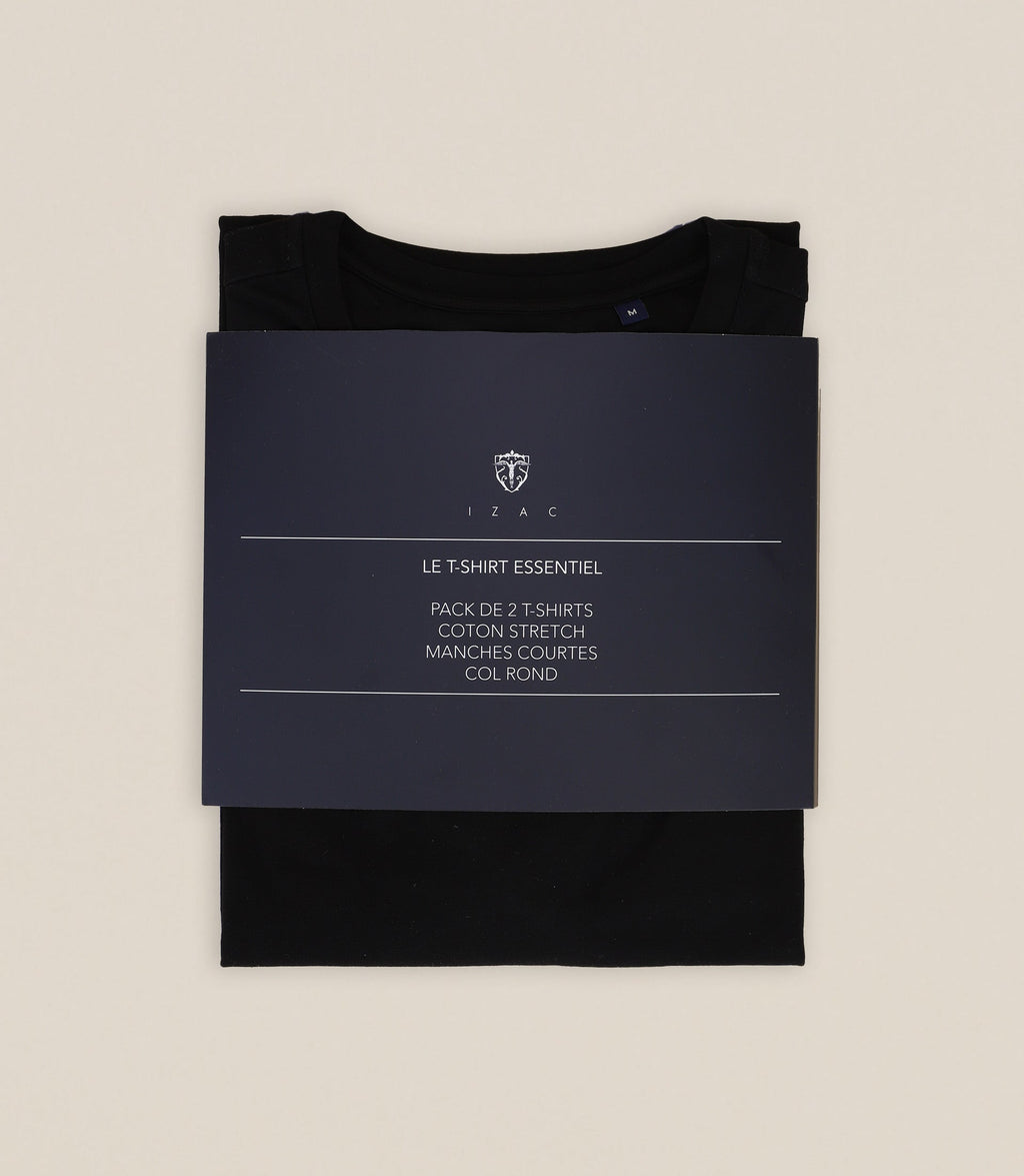 Pack de 2 t-shirts col rond noirs - IZAC