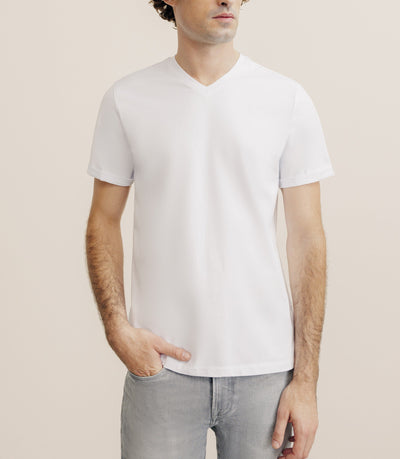 T-shirt col V blanc - IZAC