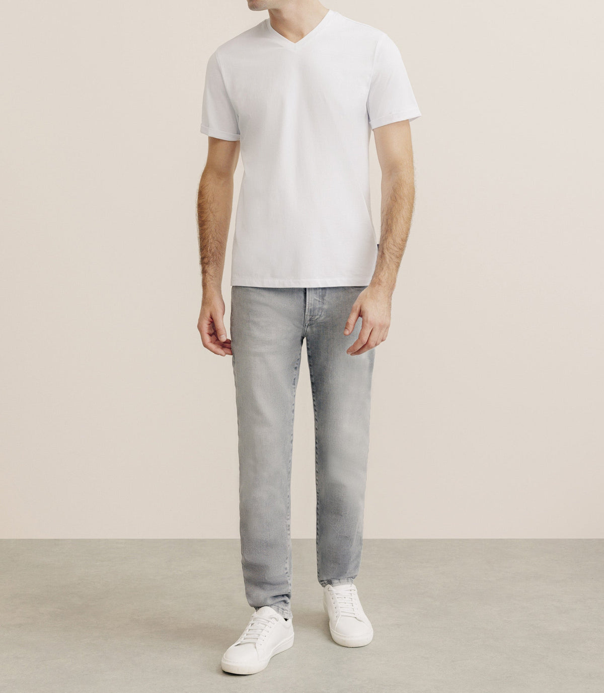 T-shirt col V blanc - IZAC