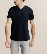 T-shirt col V noir - IZAC