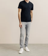 T-shirt col V noir - IZAC