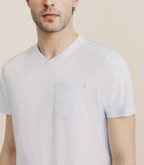 T-shirt col V avec poche bleu ciel - IZAC