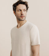 T-shirt col V 100% lin naturel - IZAC