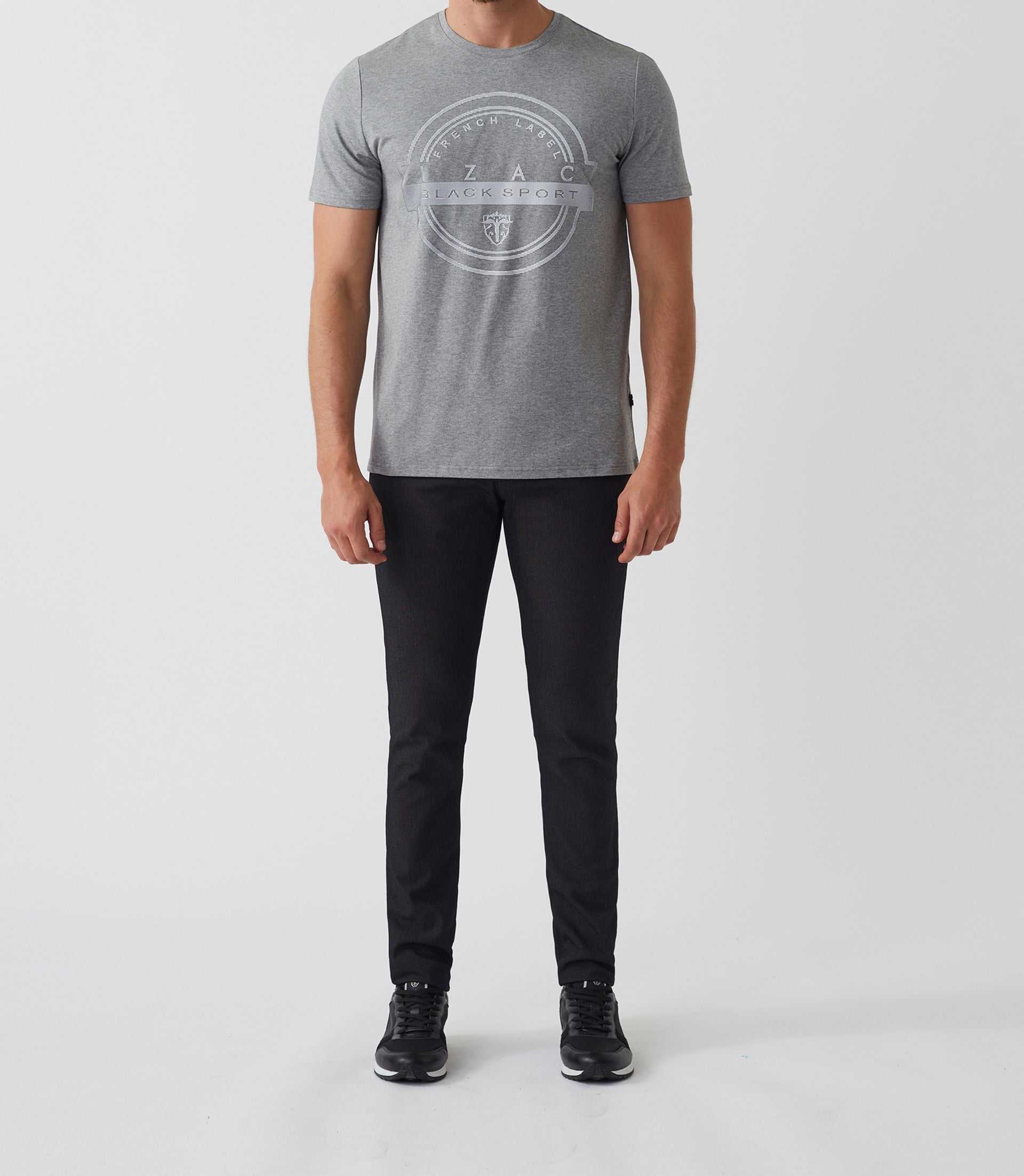 T-shirt col rond avec logo gris chiné "Hamilton" - IZAC