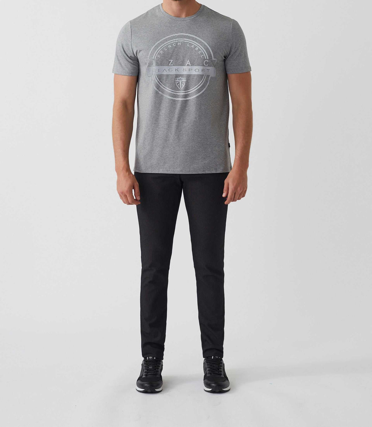T-shirt col rond avec logo gris chiné "Hamilton" - IZAC