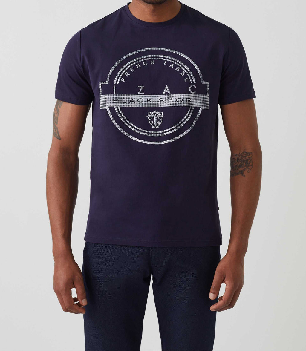 T-shirt col rond avec logo marine "Hamilton" - IZAC