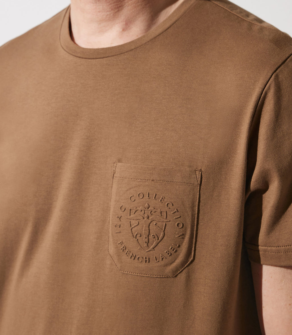 T-shirt col rond poche logo camel foncé GABRIEL - IZAC