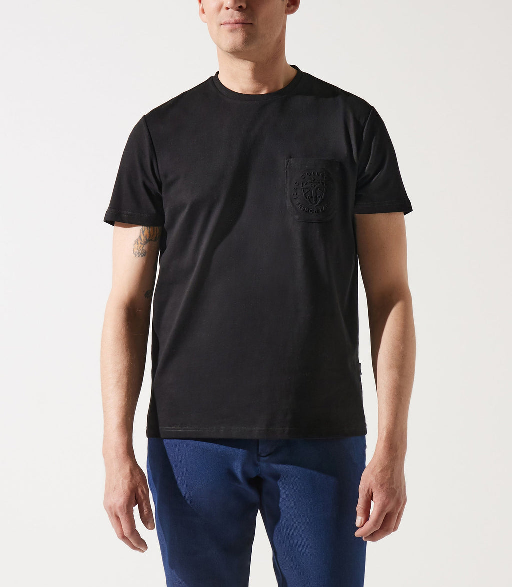 T-shirt col rond poche logo noir GABRIEL - IZAC
