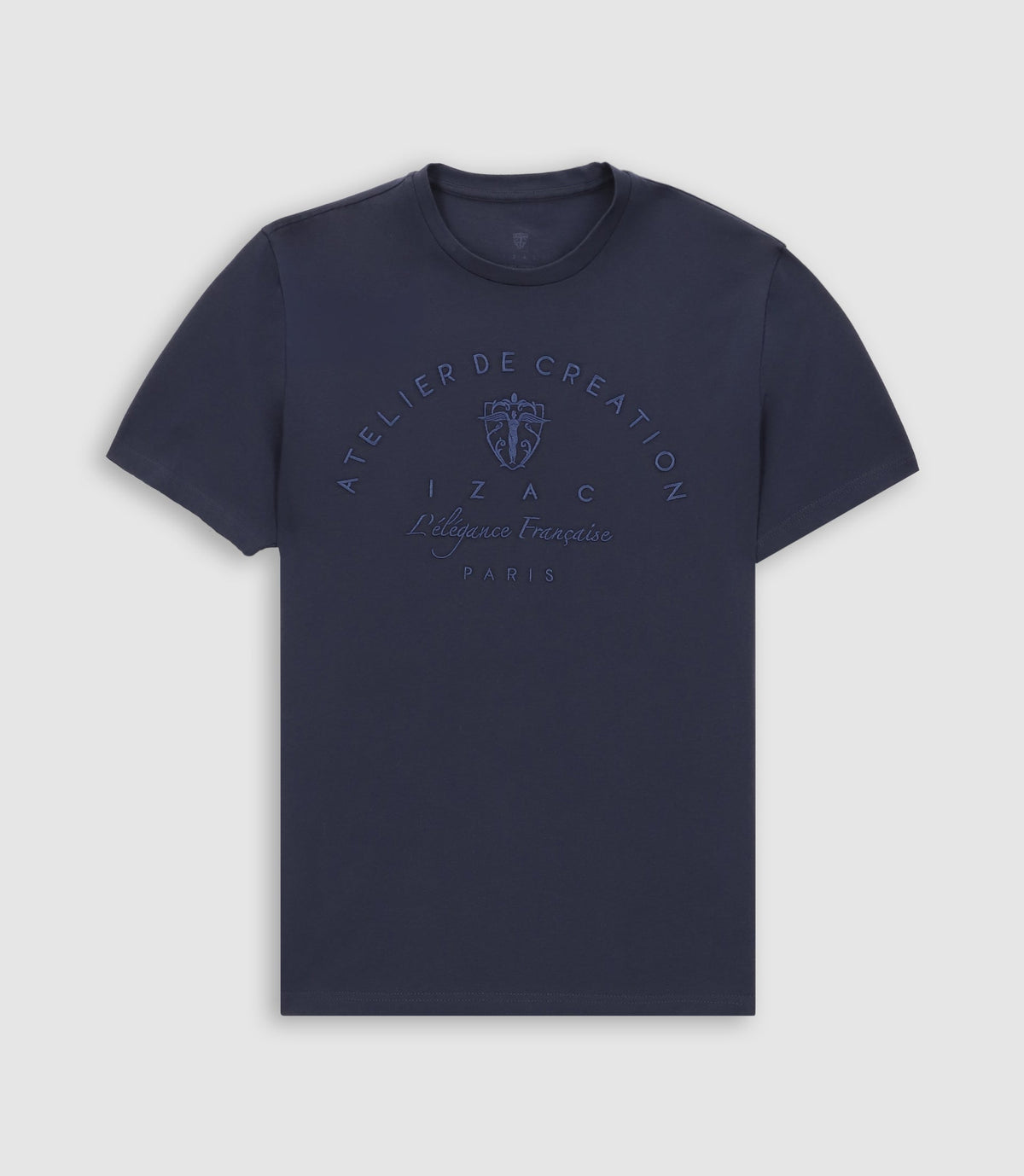 T-shirt col rond brodé marine GUY - IZAC