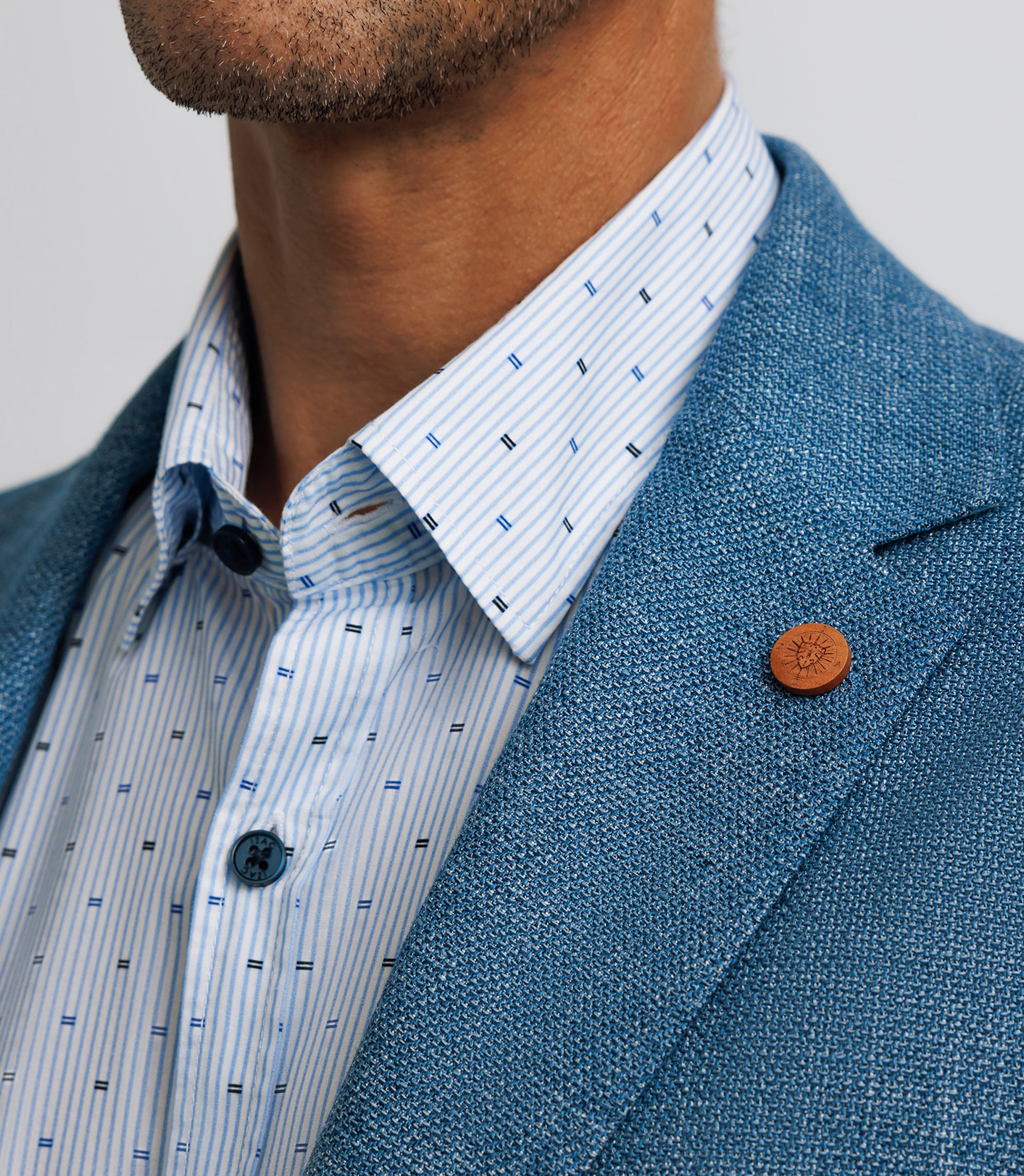 Veste bleue en lin à coudières - IZAC