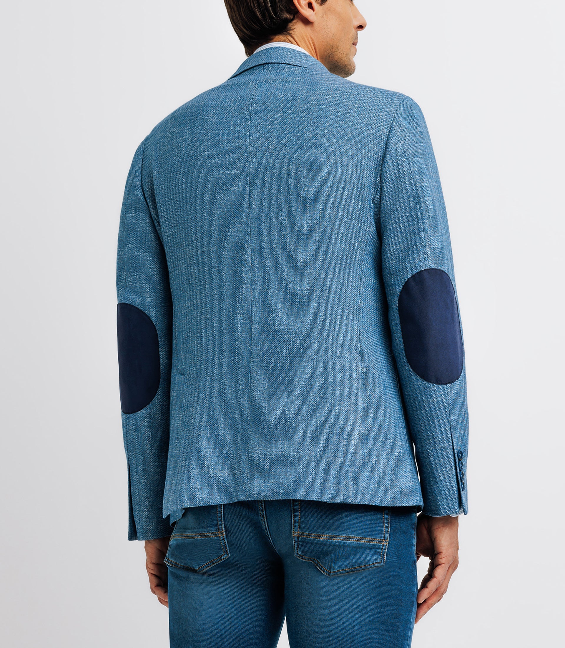 Veste bleue en lin à coudières - IZAC
