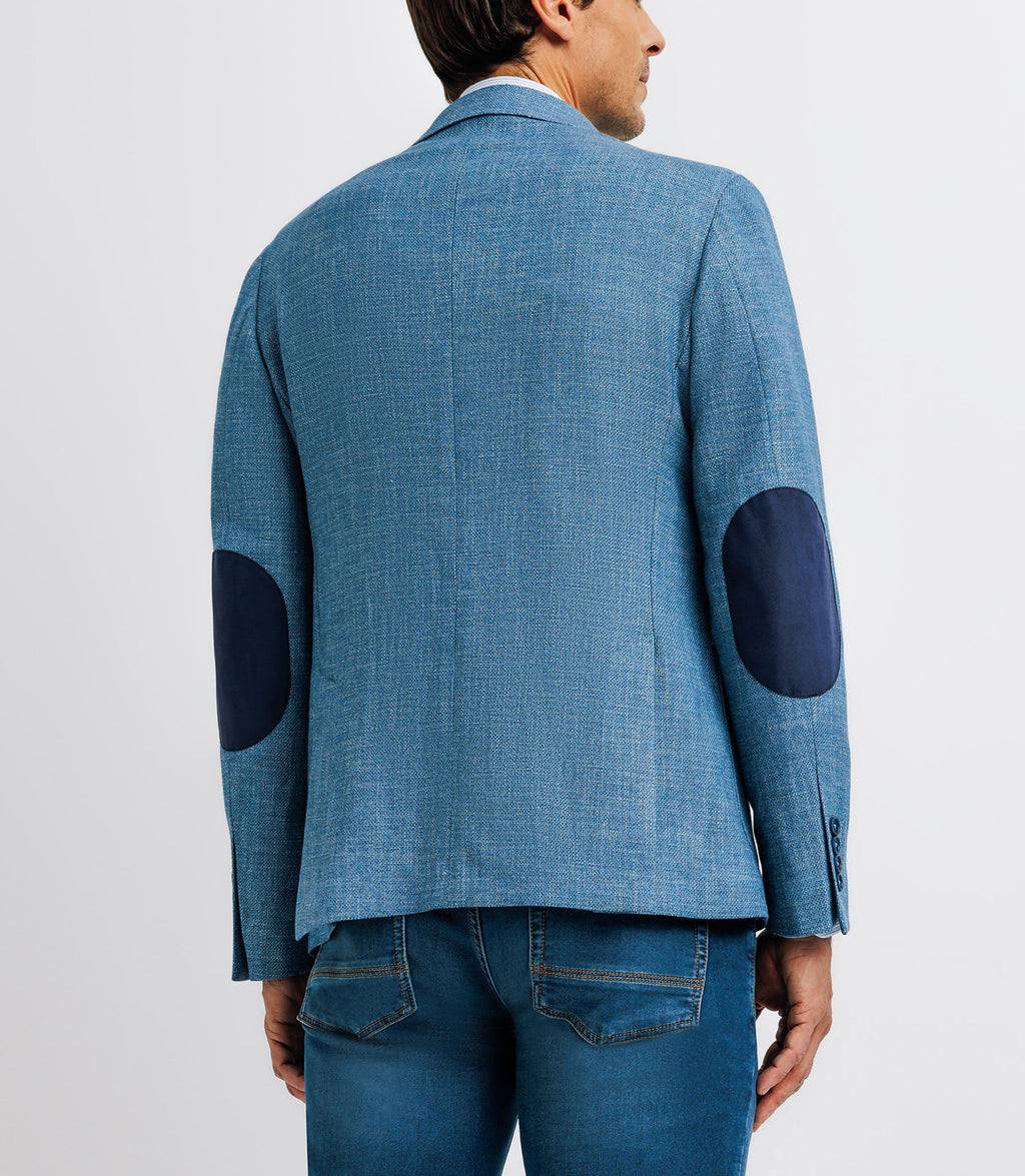 Veste bleue en lin à coudières - IZAC