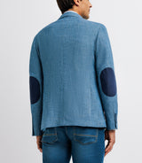 Veste bleue en lin à coudières - IZAC