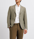Veste kaki et beige en lin à coudières - IZAC