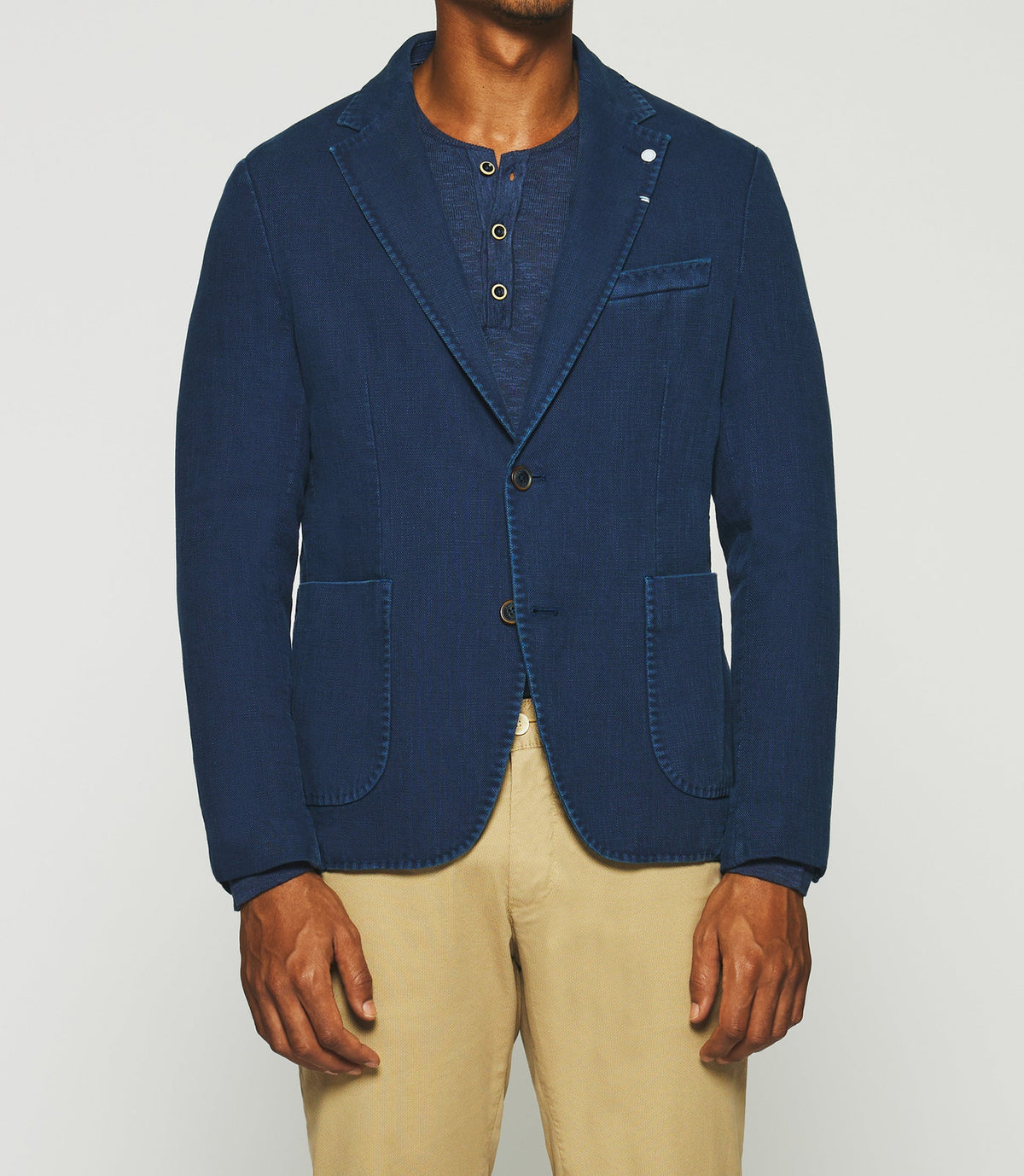 Veste en coton armuré bleu indigo ANDREAS - IZAC