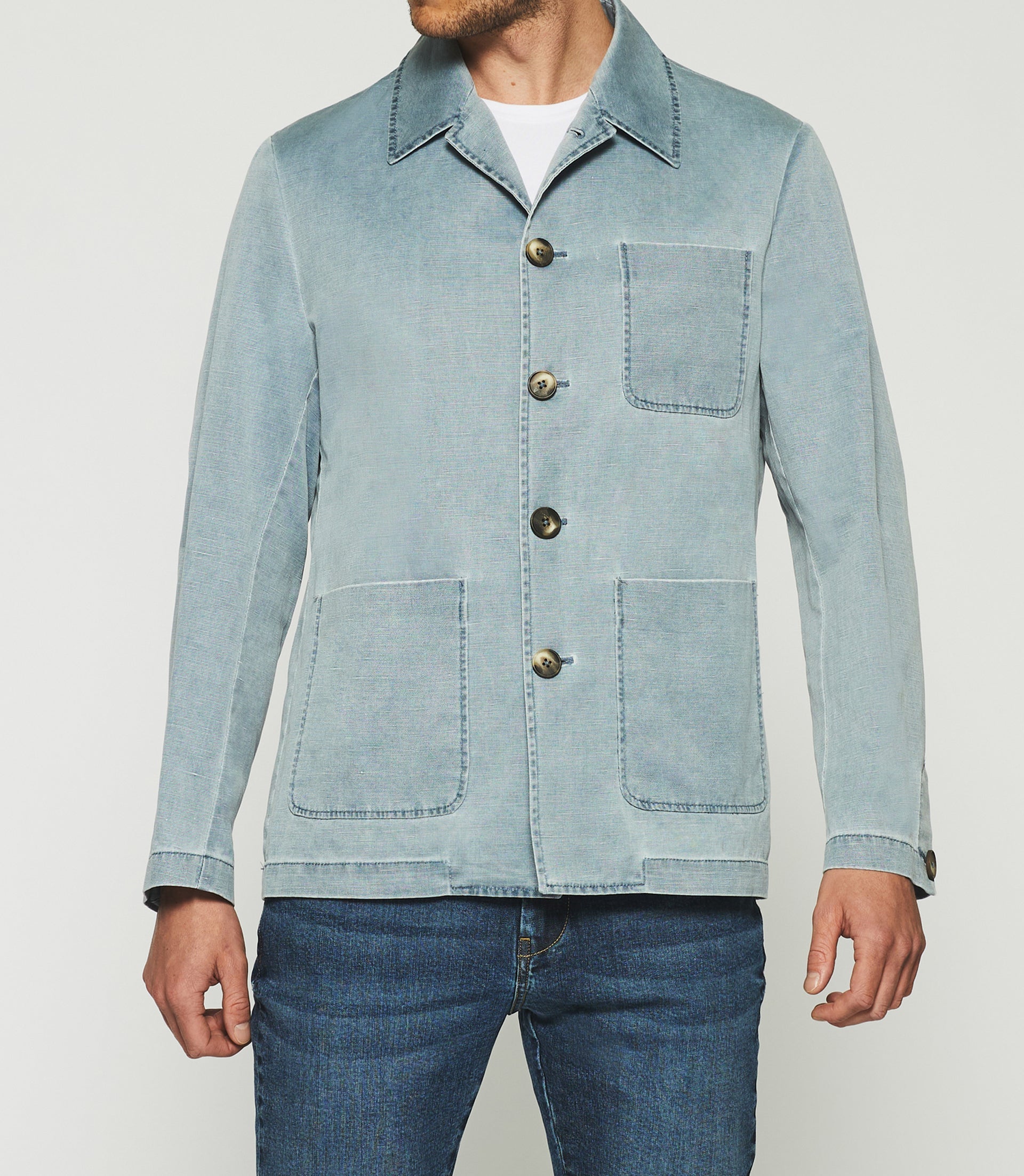 Veste en coton lin bleue AQUA - IZAC