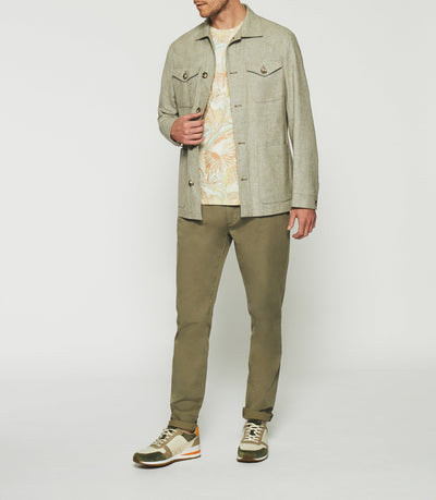 Veste en coton et lin kaki ARIZONA - IZAC