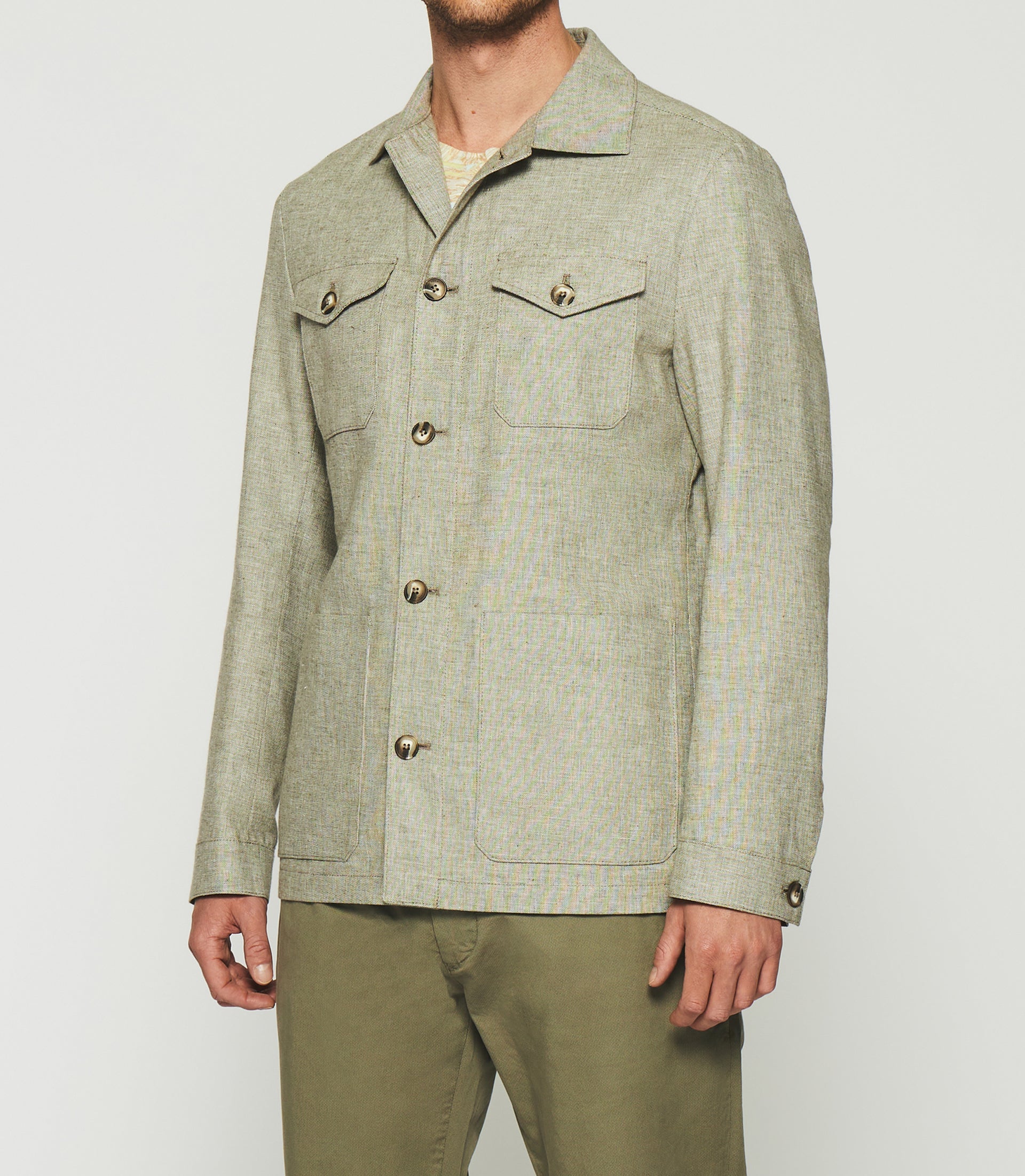 Veste en coton et lin kaki ARIZONA - IZAC