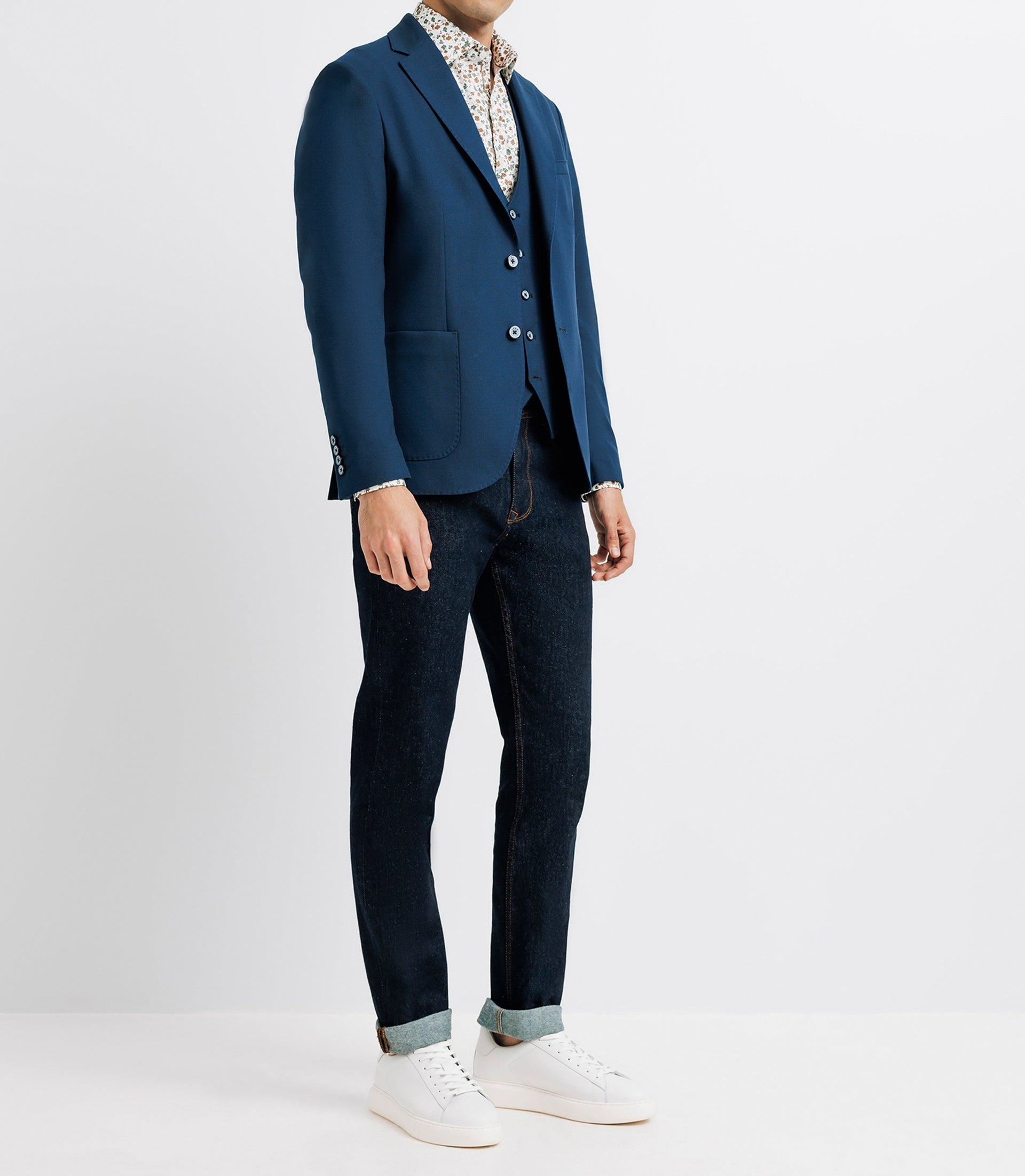 Veste casual armurée effet nid d'abeille marine - IZAC