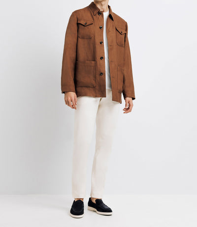 Veste casual 100% lin truffe - IZAC
