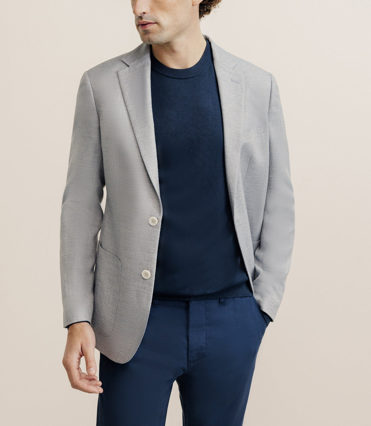Veste casual à coudières bleue ciel - IZAC
