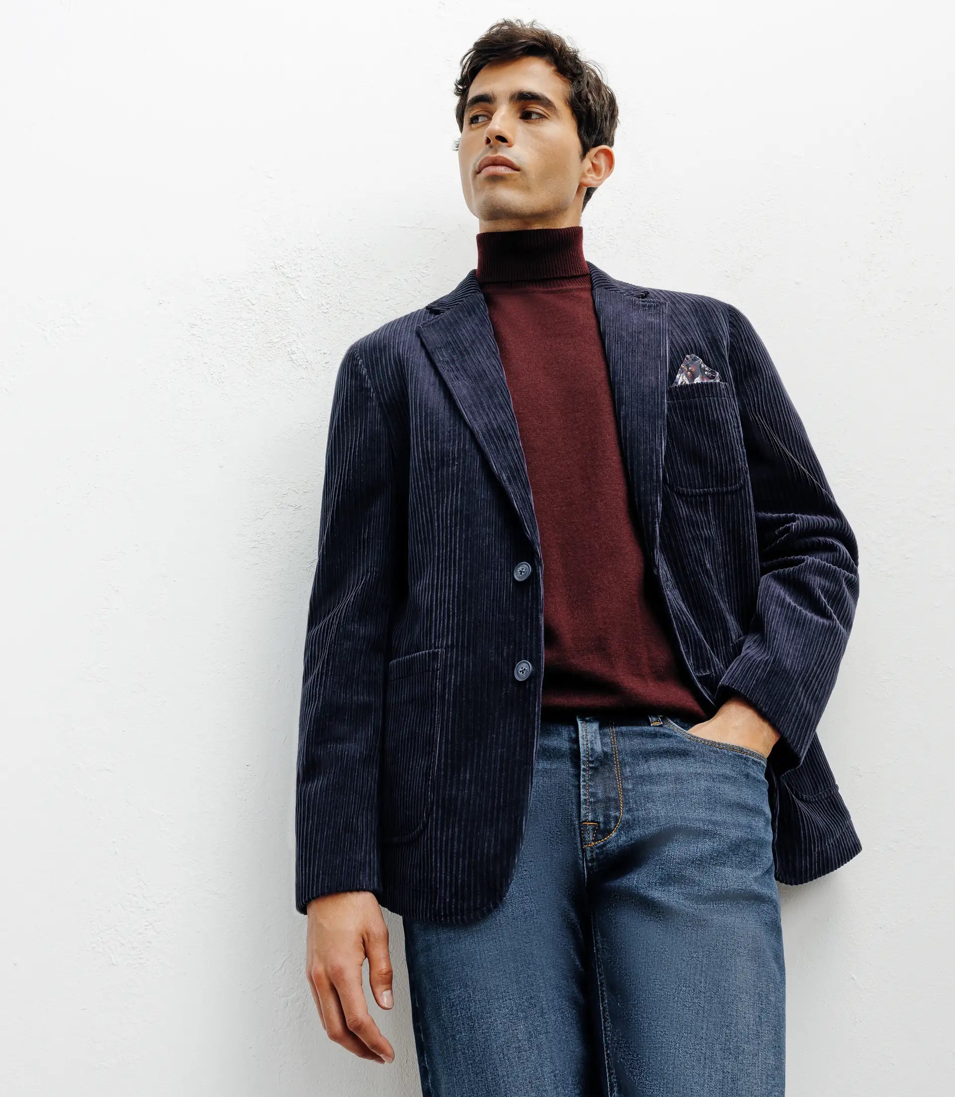 Veste en velours côtelé marine - IZAC