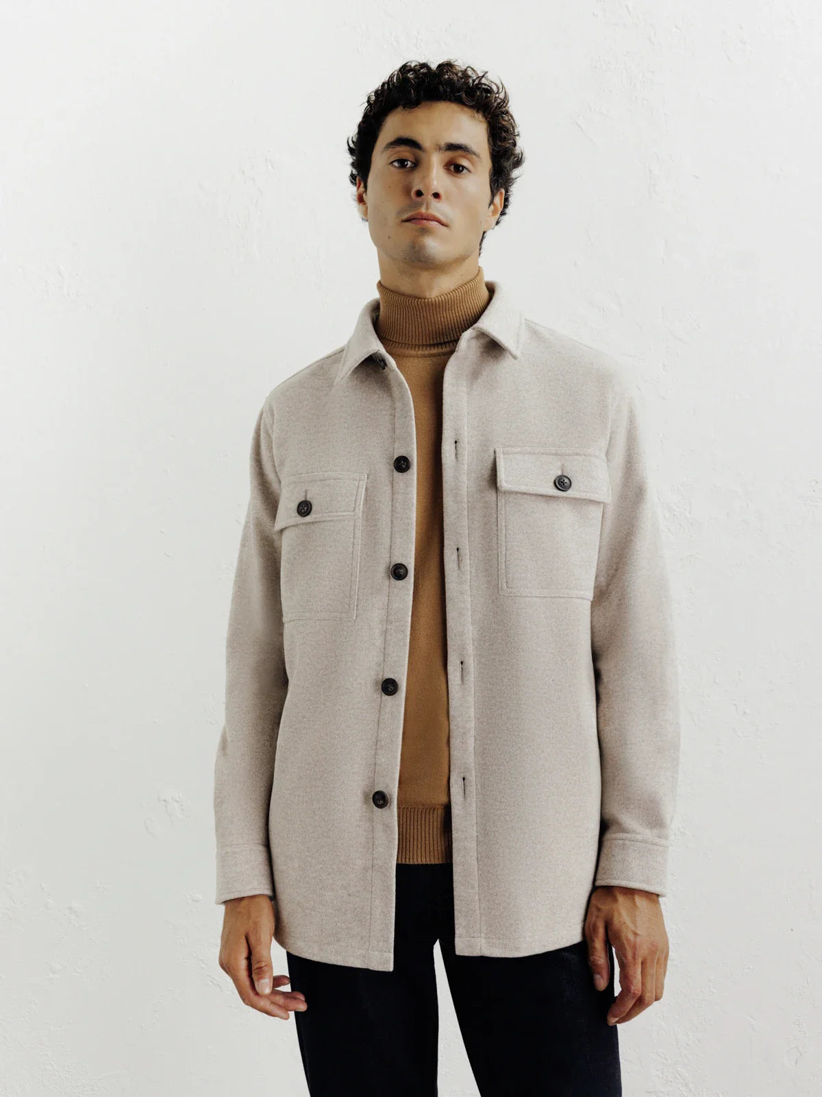 Veste casual col chemise beige - IZAC