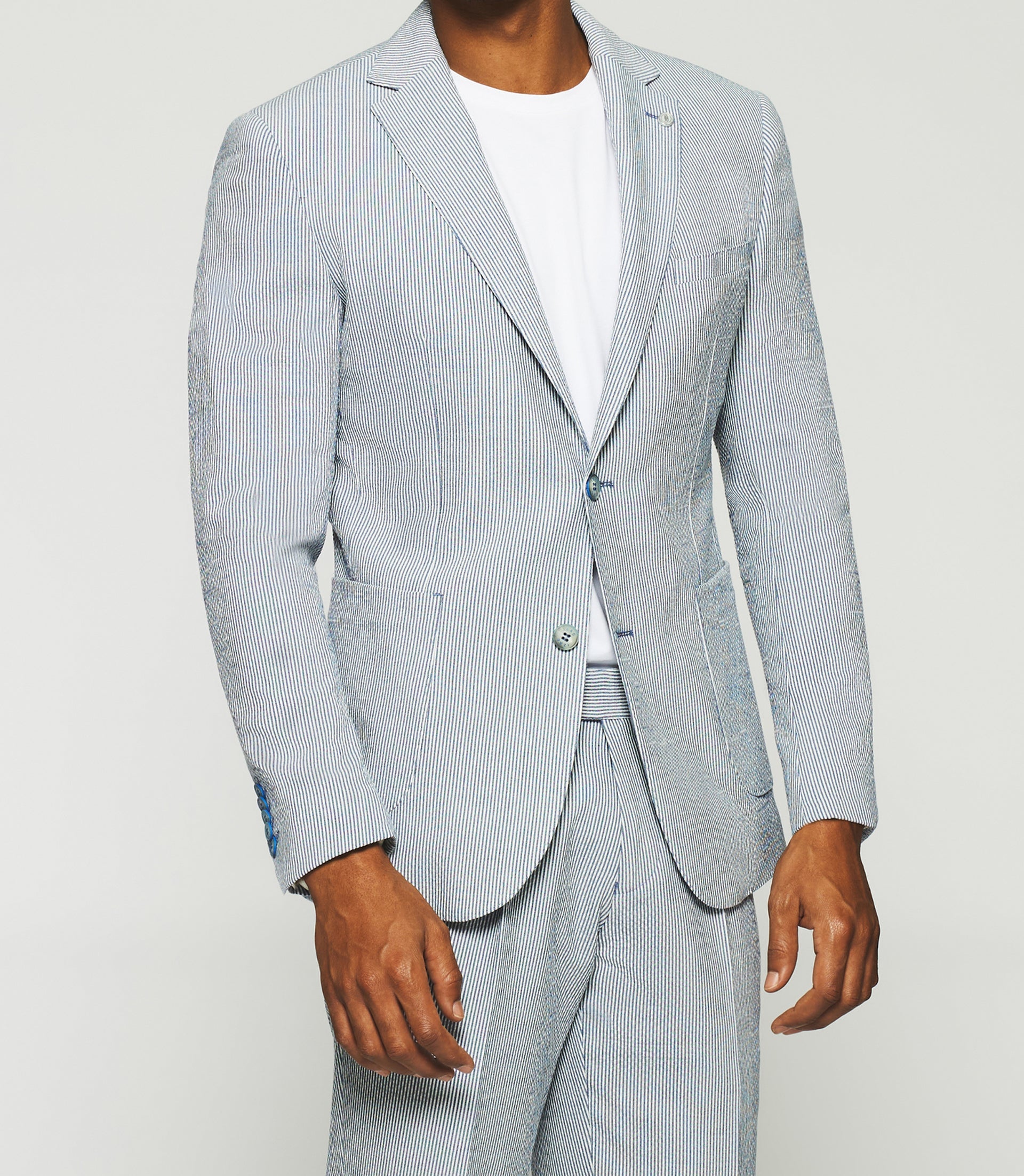 Veste séparable à rayures blanche et bleue CAPRI - IZAC
