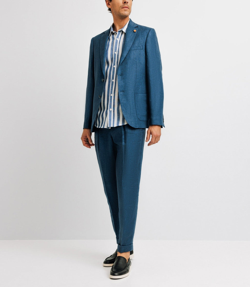 Veste ville séparable en lin bleu indigo - IZAC