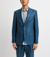 Veste ville séparable en lin bleu indigo - IZAC