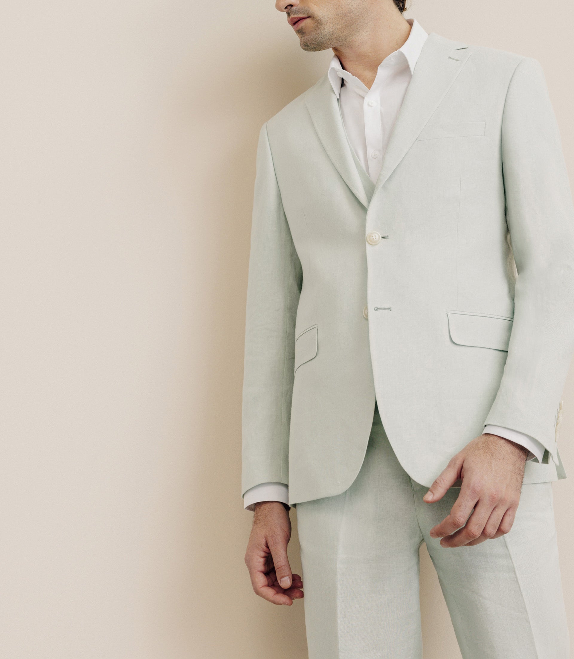 Veste ville 100% lin séparable vert eau - IZAC