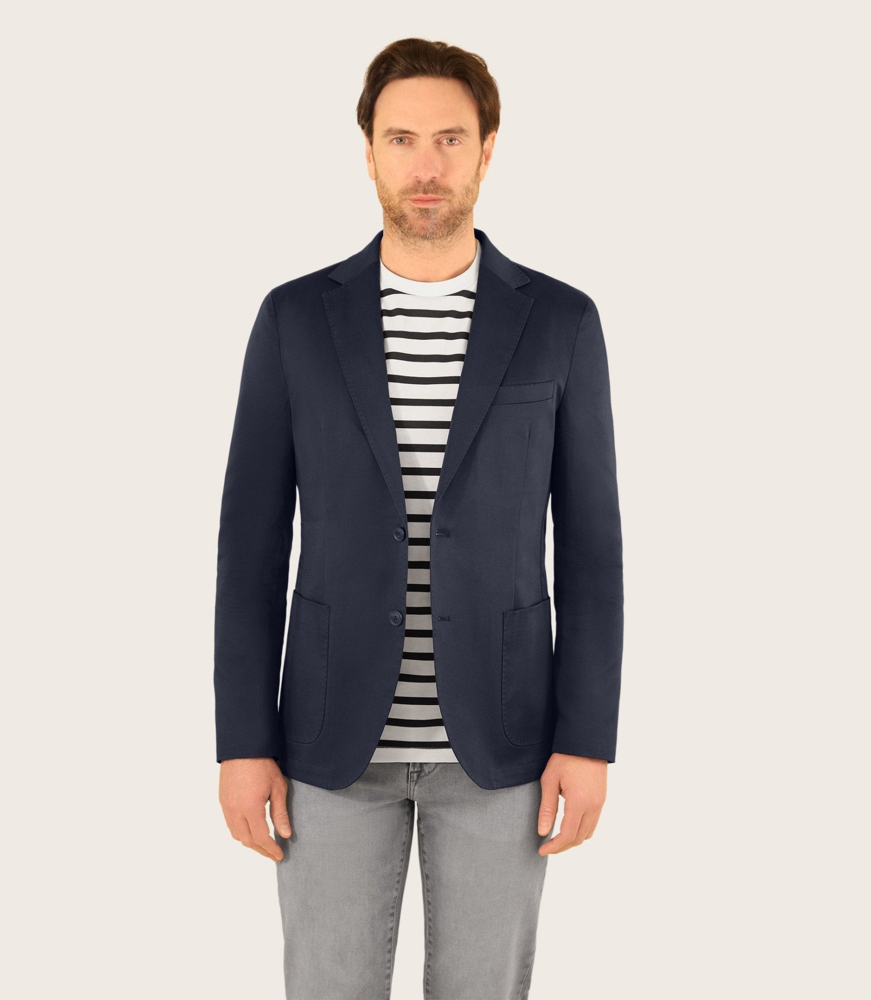 Veste ville en satin de coton marine - IZAC