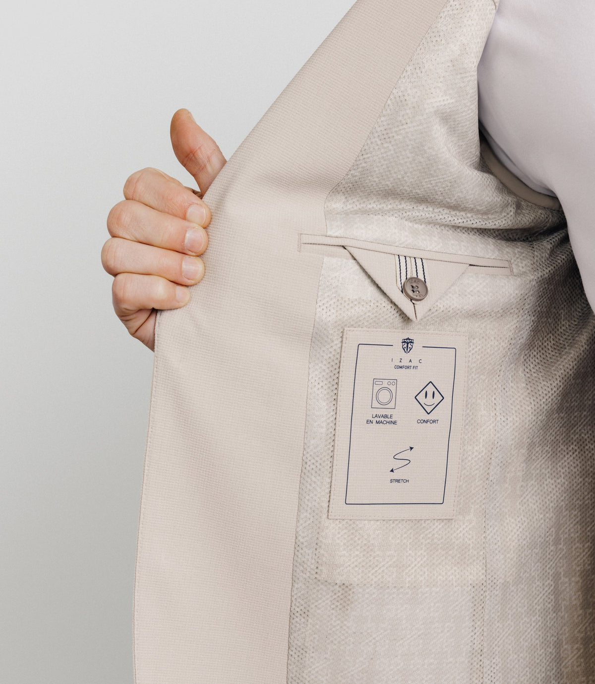 Veste en tissu armuré mastic - IZAC
